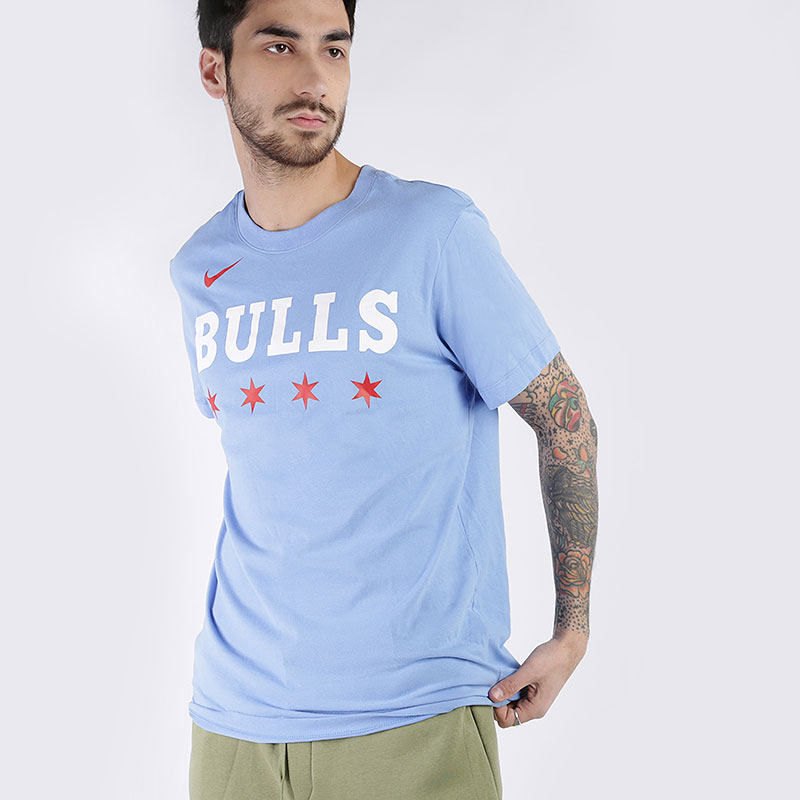 мужская голубая футболка Nike Bulls City Edition Logo Dri-FIT NBA T-Shirt BV8892-448 - цена, описание, фото 1